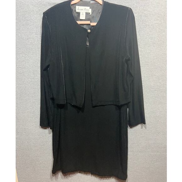 Vintage 1970's Susan Ross Women Evening Velour Fringe Dress & Jacket Size 14 USA - Picture 1 of 11